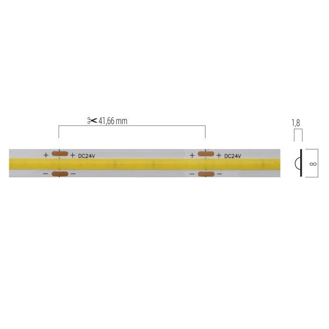 Striscia Led COB XSOLIS Arelux 10W/MT 24V IP20 8mm 4000K 5MT CRI 90