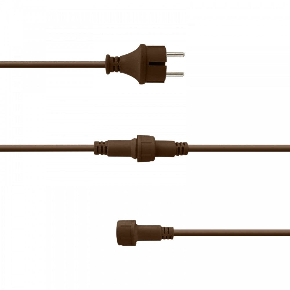 Kit Catenaria di Luci Lineare 11 Metri Completa con 14 Lampadine E27 Marrone
