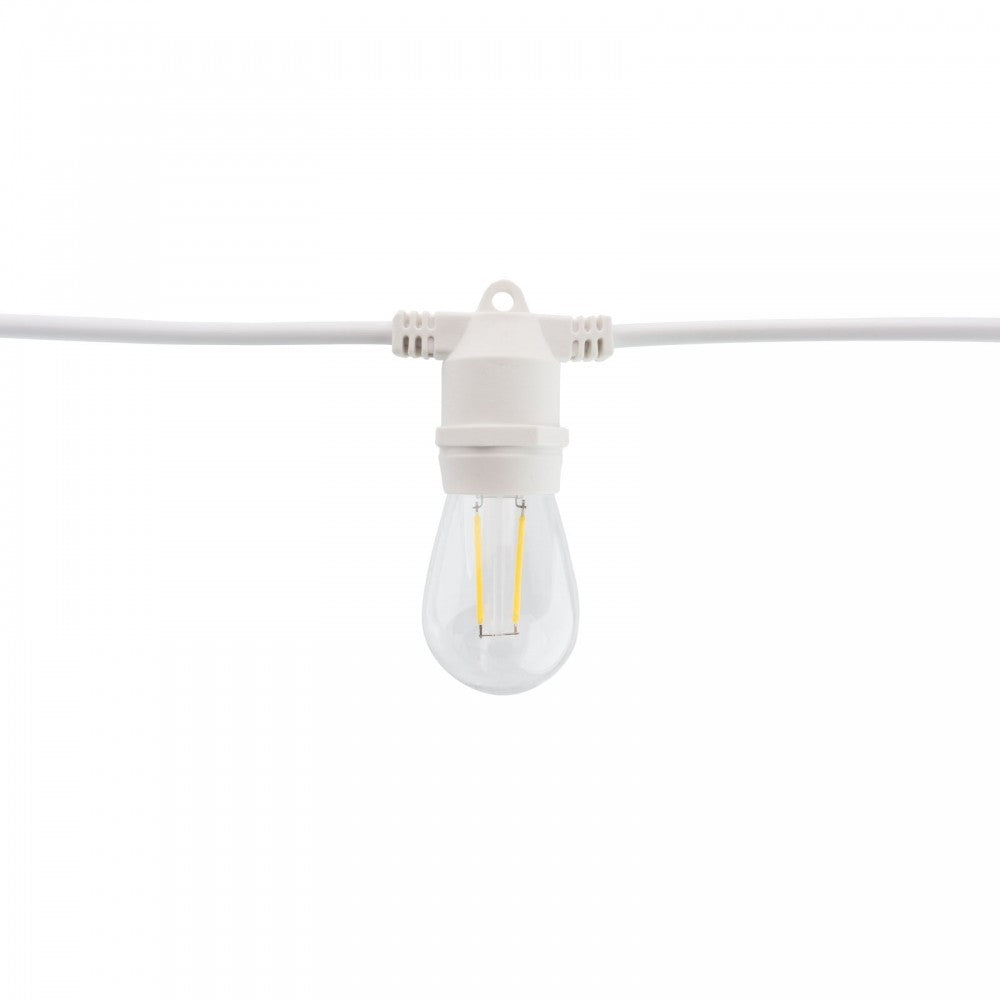 Kit Catenaria di Luci Lineare 11 Metri Completa con 14 Lampadine E27 Bianca
