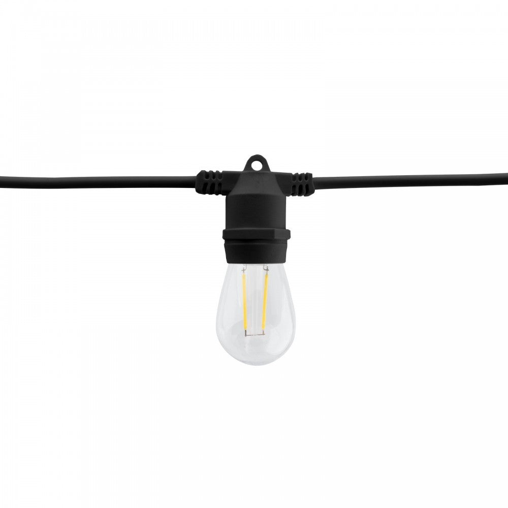 Kit Catenaria di Luci Lineare 11 Metri Completa con 14 Lampadine E27 Nera