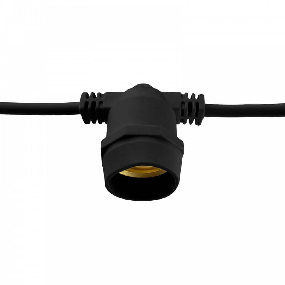 Kit Catenaria di Luci Lineare 11 Metri Completa con 14 Lampadine E27 Nera