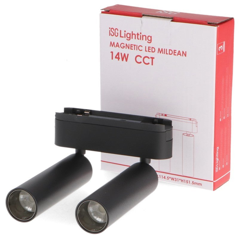 Faretto Doppio LED Slim Series 14W CCT Per Binario Magnetico Nero 42V