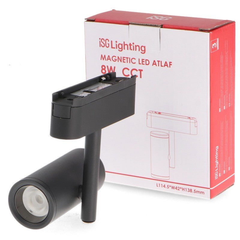 Faretto LED Atlaf Slim Series 8W CCT Per Binario Magnetico Nero 42V