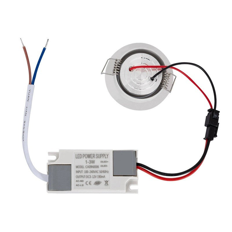 Faretto Spot Punto Luce Led COB 1W IP20 Foro 45mm 2700K 90 Lumen