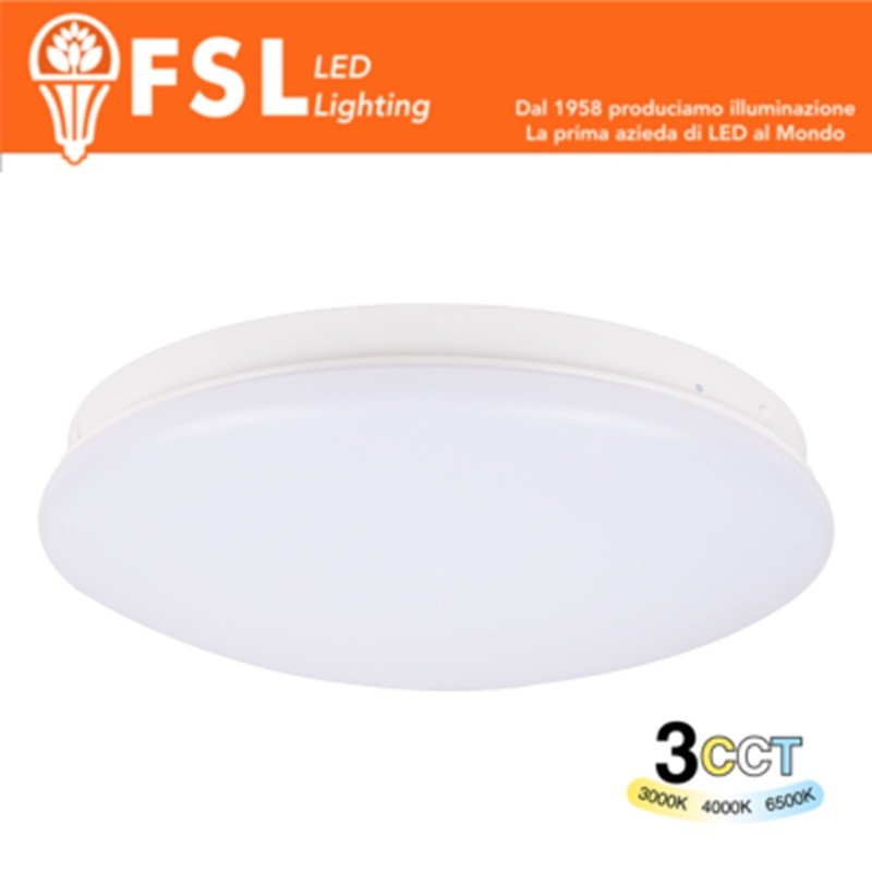 Plafoniera LED 24W Ø364 x 94mm 3 in 1 CCT 3000-4000-6500K IP44 FSL