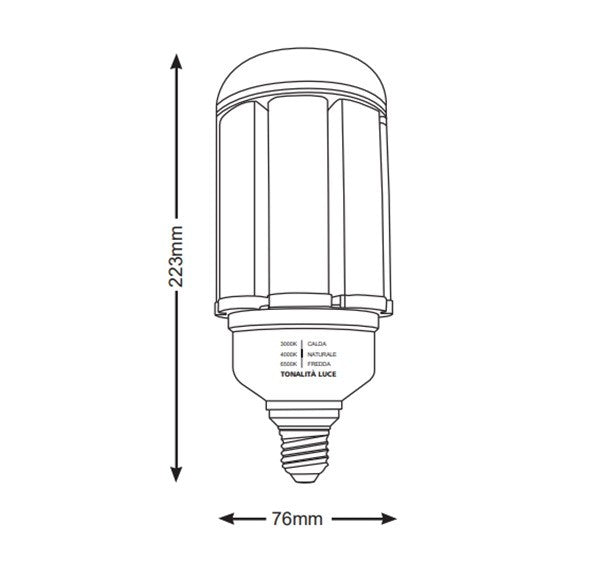 Lampada Led Alta Potenza E27/E40 60W CCT 3000/4000/6500K 7800LM