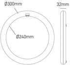Circolina LED T9 19W 2200LM CCT 3000/4000/6500K Ø300mm Fissaggio Magnetico