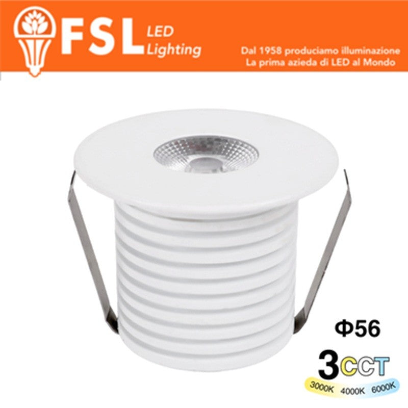Punto Luce LED Spotlight da Incasso 3W Selettore CCT 56*57mm IP20