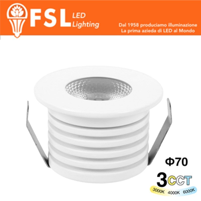 Punto Luce LED Spotlight da Incasso 7W Selettore CCT 70*75mm IP20