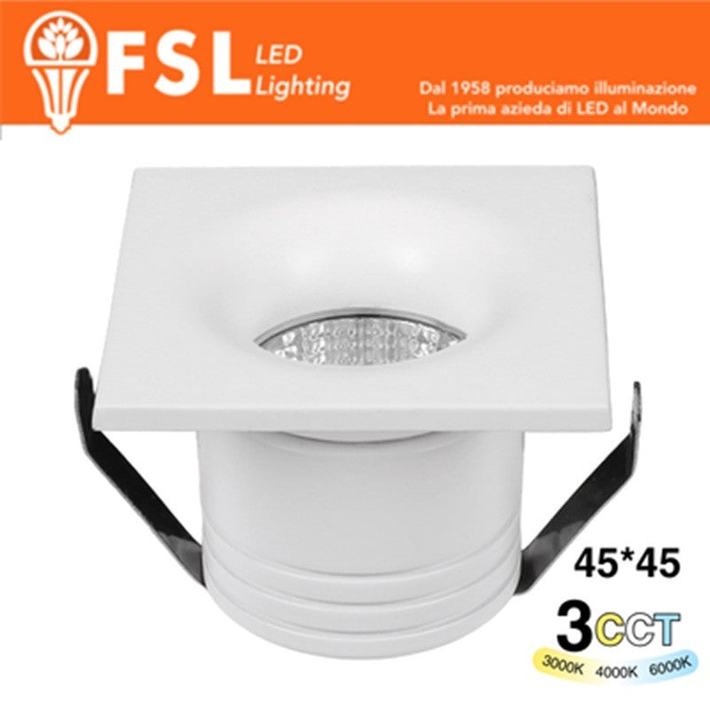 Punto luce LED Spotlight da Incasso 4W Selettore CCT 45*45*36mm IP20