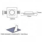 KIT 12 Portafaretti Gesso Ceramico Conico da Incasso + 12 Lampadine GU10