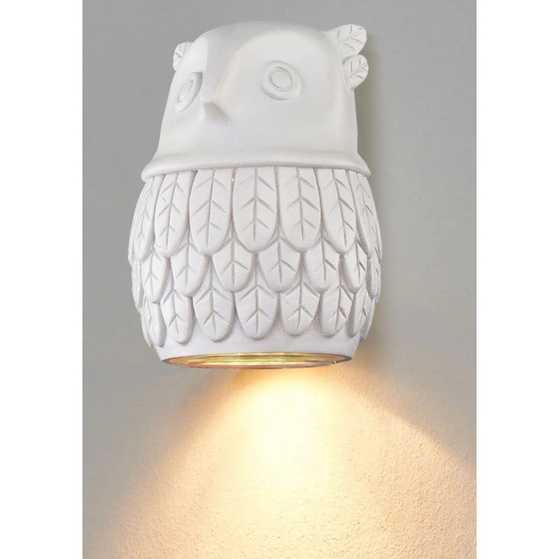 Applique in Gesso a Forma di Gufo per Lampadina GU10