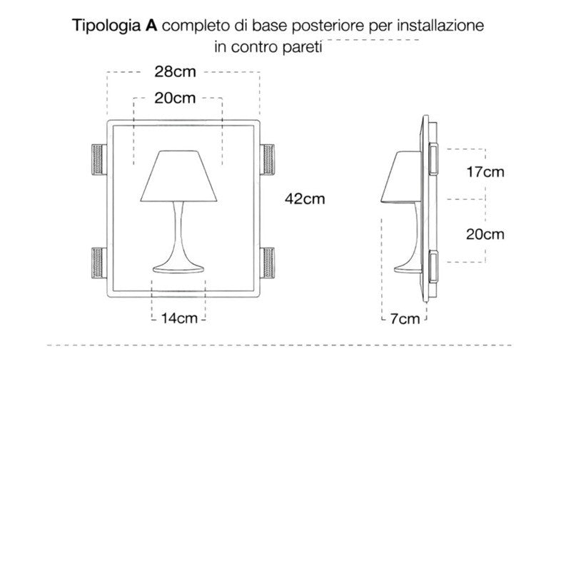 Applique in Gesso a Forma di Lume per Lampadine Attacco G9