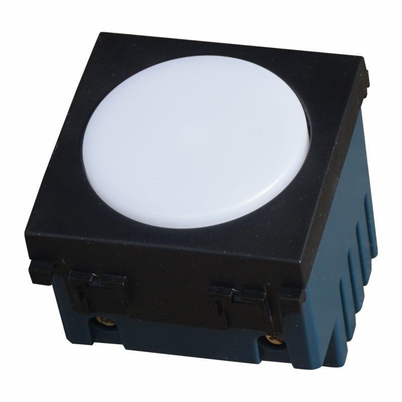 Ettroit Lampada Segnapasso LED 2 Moduli Nera 220V 4000K Con Interruttore CLICK ON/OFF Compatibile Vimar Arke