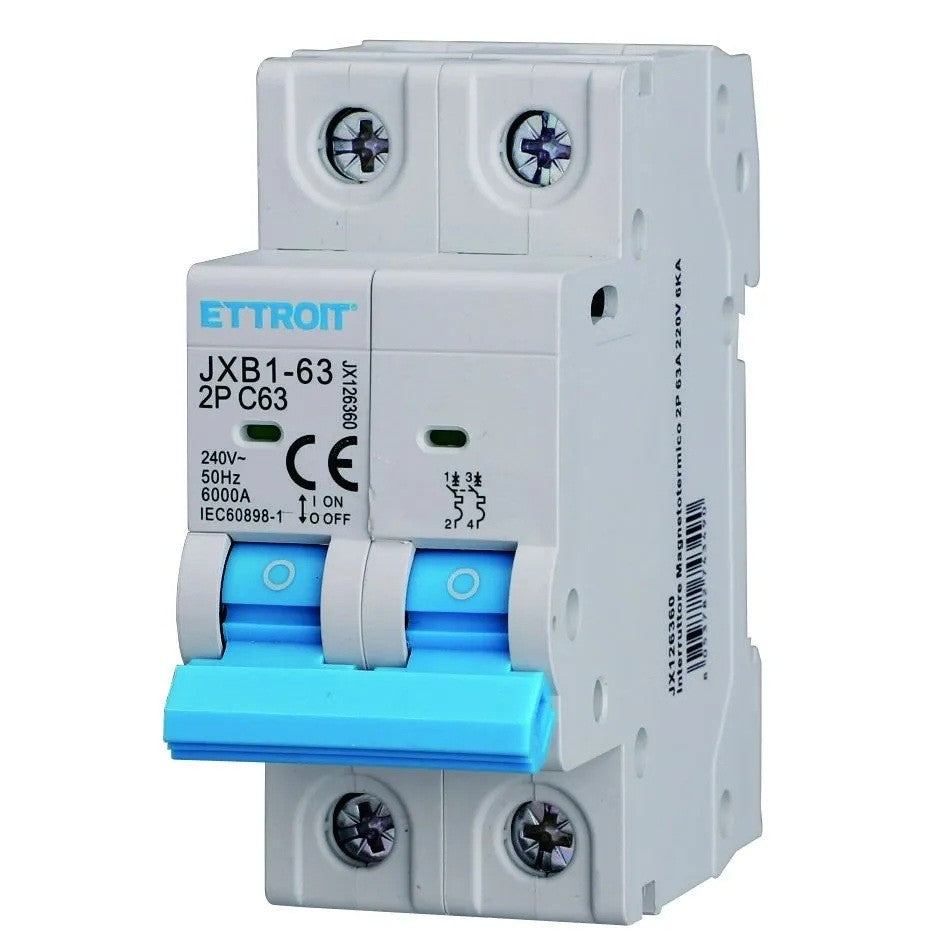 Ettroit Interruttore Magnetotermico 2P 63A 220V 6KA JX126360