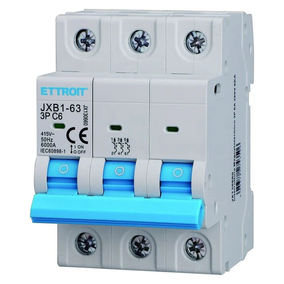 Ettroit Interruttore Magnetotermico 3P 6A 380V 6KA JX130660