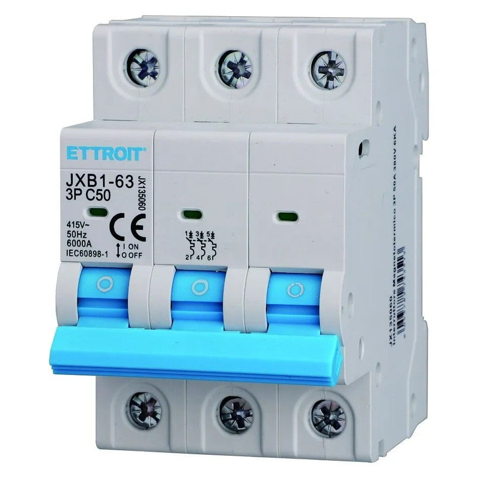 Ettroit Interruttore Magnetotermico 3P 50A 380V 6KA JX135060