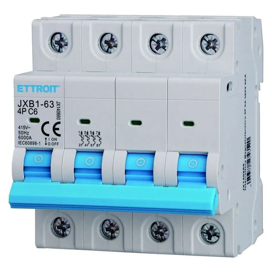 Ettroit Interruttore Magnetotermico 4P 6A 380V 6KA JX140660