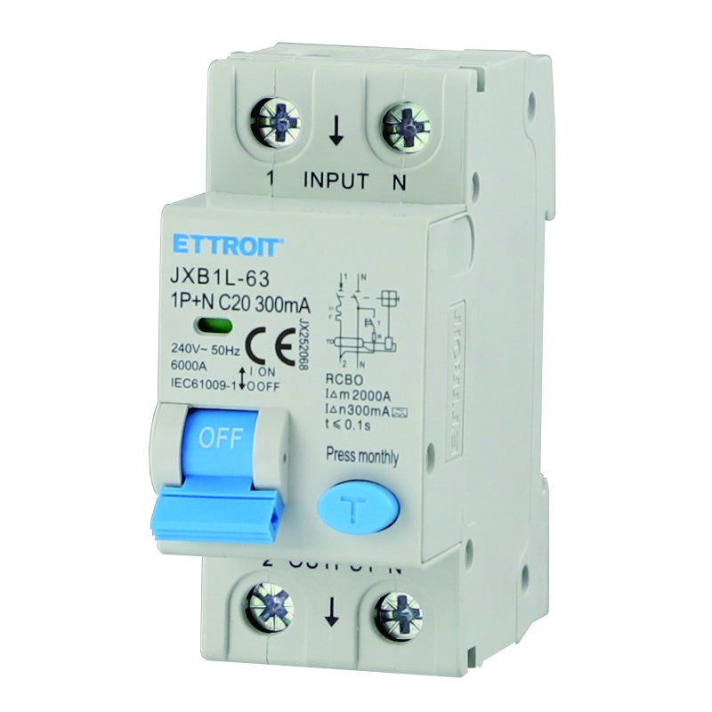 Ettroit Magnetotermico Differenziale 1P+N 20A 300mA 220V-6KA CLASSE A JX252068