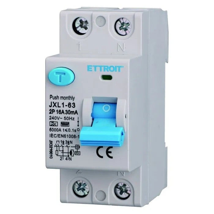 Ettroit Interruttore Differenziale Puro CURVA F 2P 16A 30mA 220V-6KA JX3216610