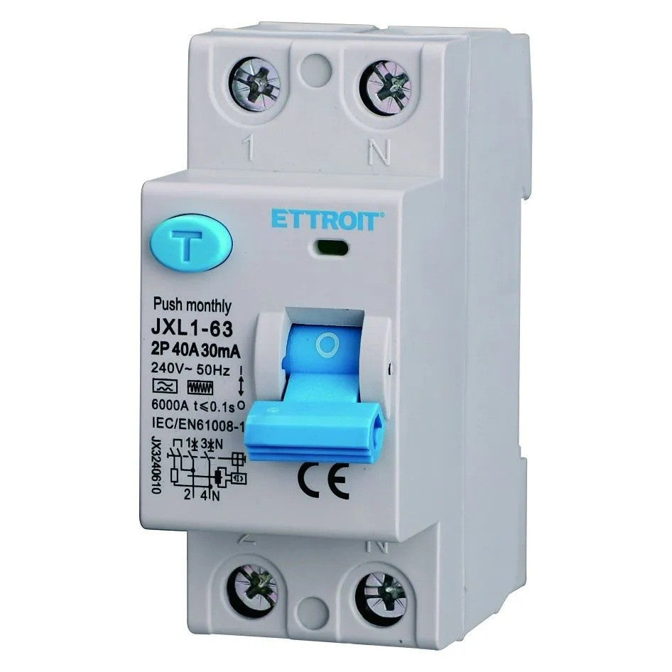 Ettroit Interruttore Differenziale Puro CURVA F 2P 40A 30mA 220V 6KA JX3240610