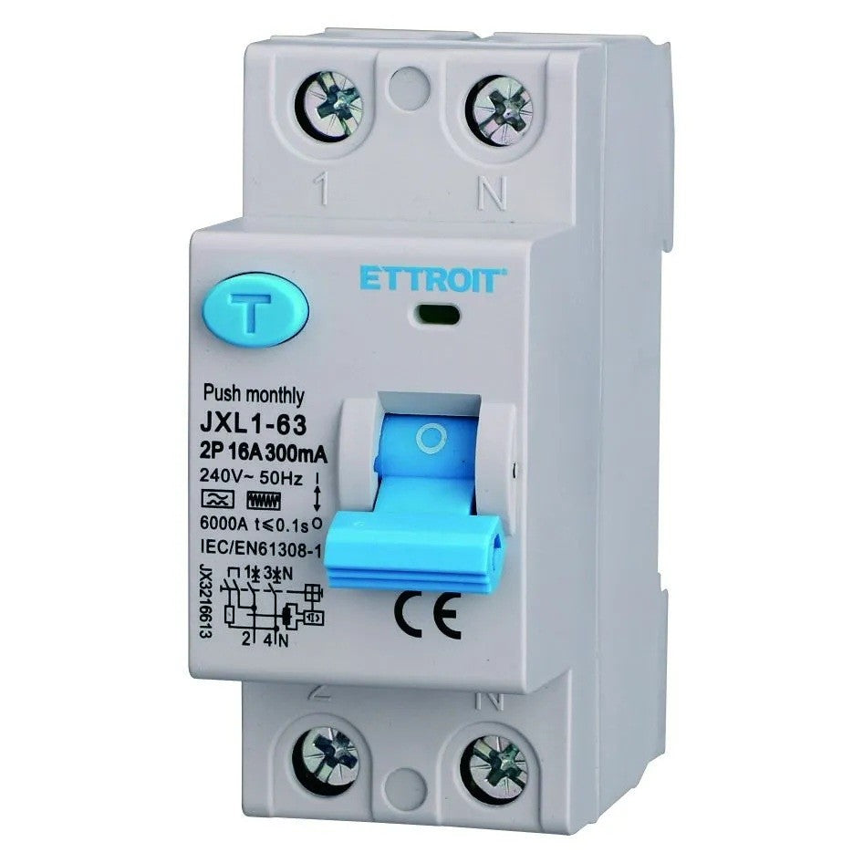 Ettroit Interruttore Differenziale Puro CURVA F 2P 16A 300mA 220V-6KA JX3216613