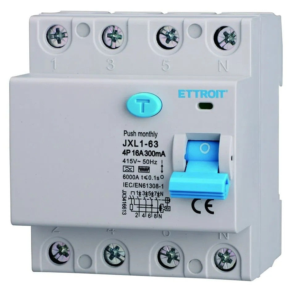Ettroit Interruttore Differenziale Puro CURVA F 4P 16A 300mA 380V-6KA JX3416613