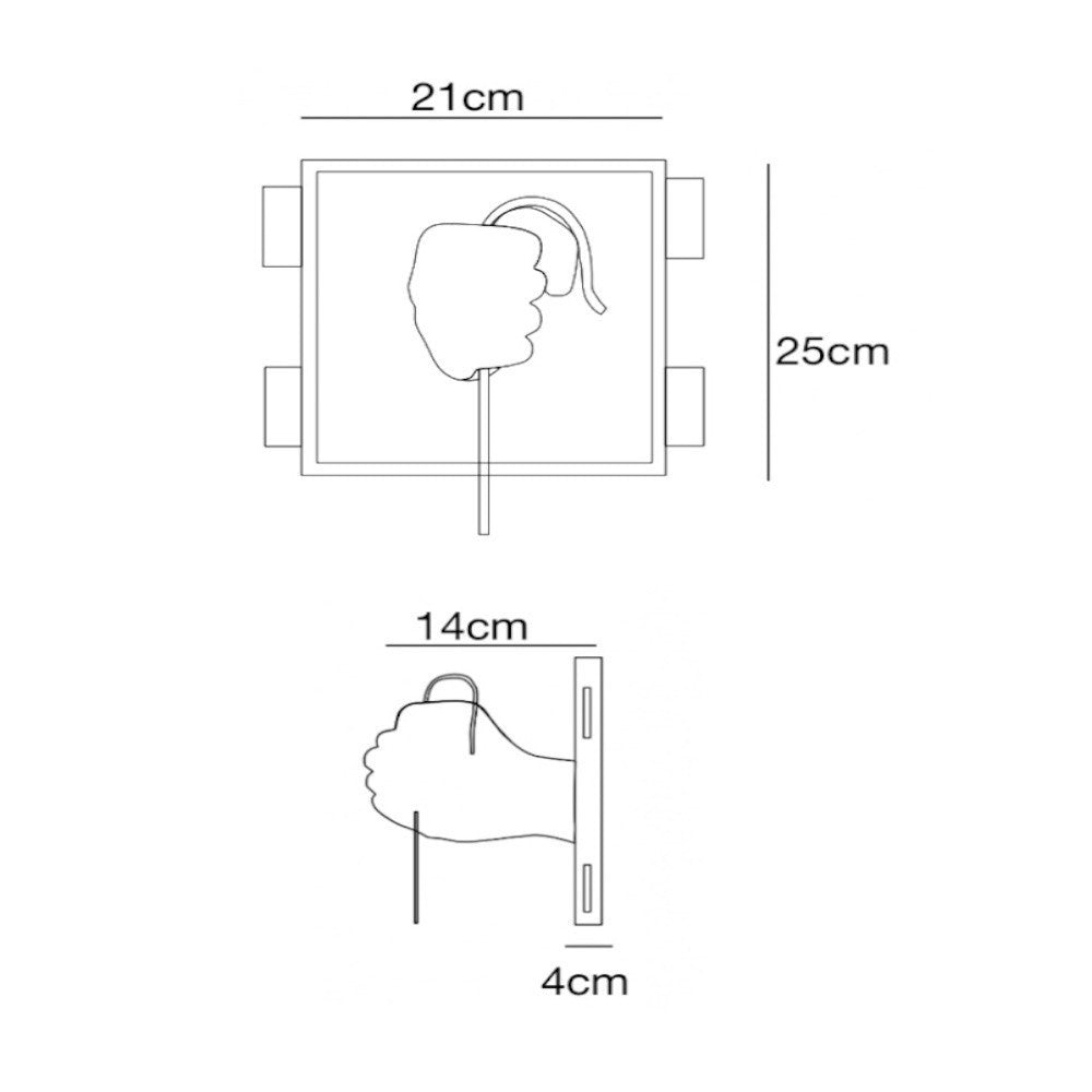 Applique in Gesso a Forma di Mano per Lampadina E27 a Parete