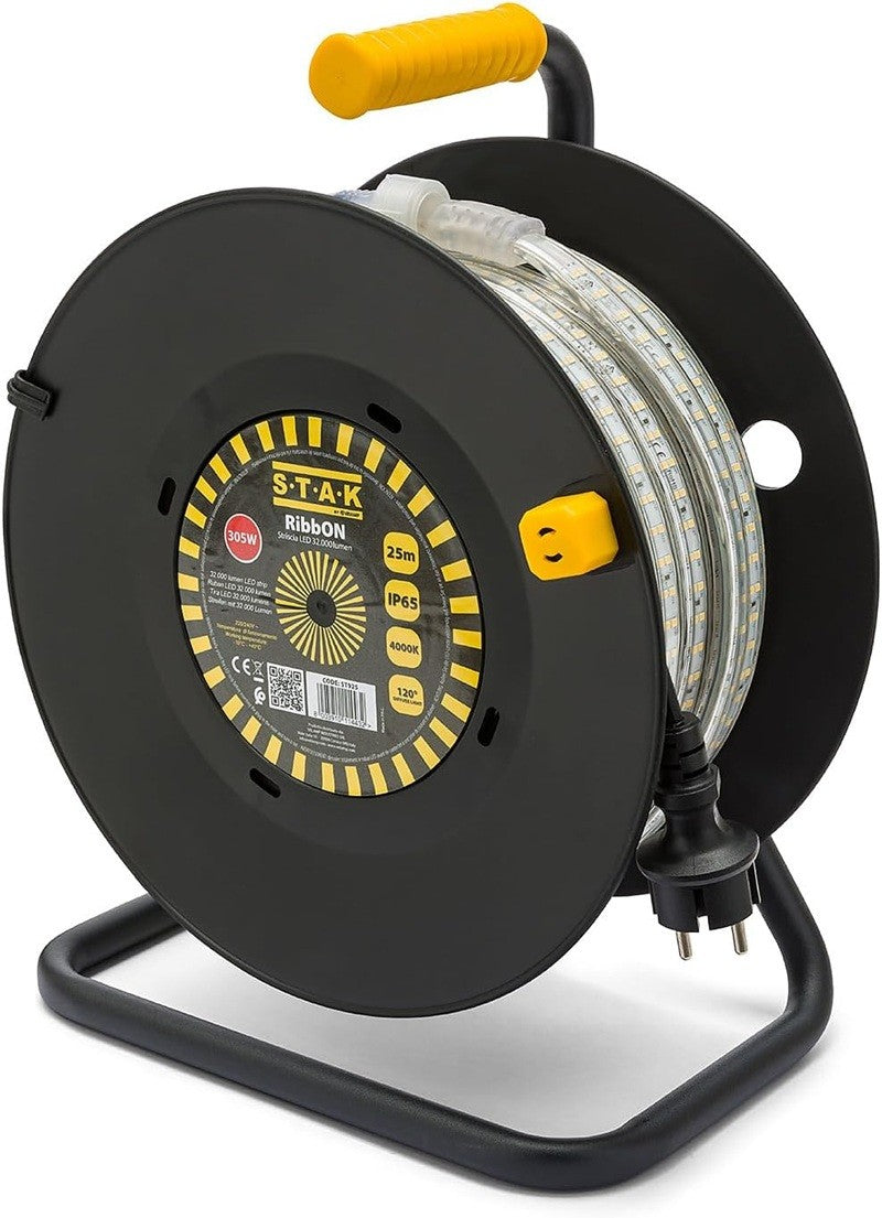 STAK RibbON Striscia LED Flex 15 Metri Luce Naturale 4000K  IP65 per Uso Professionale in Cantiere