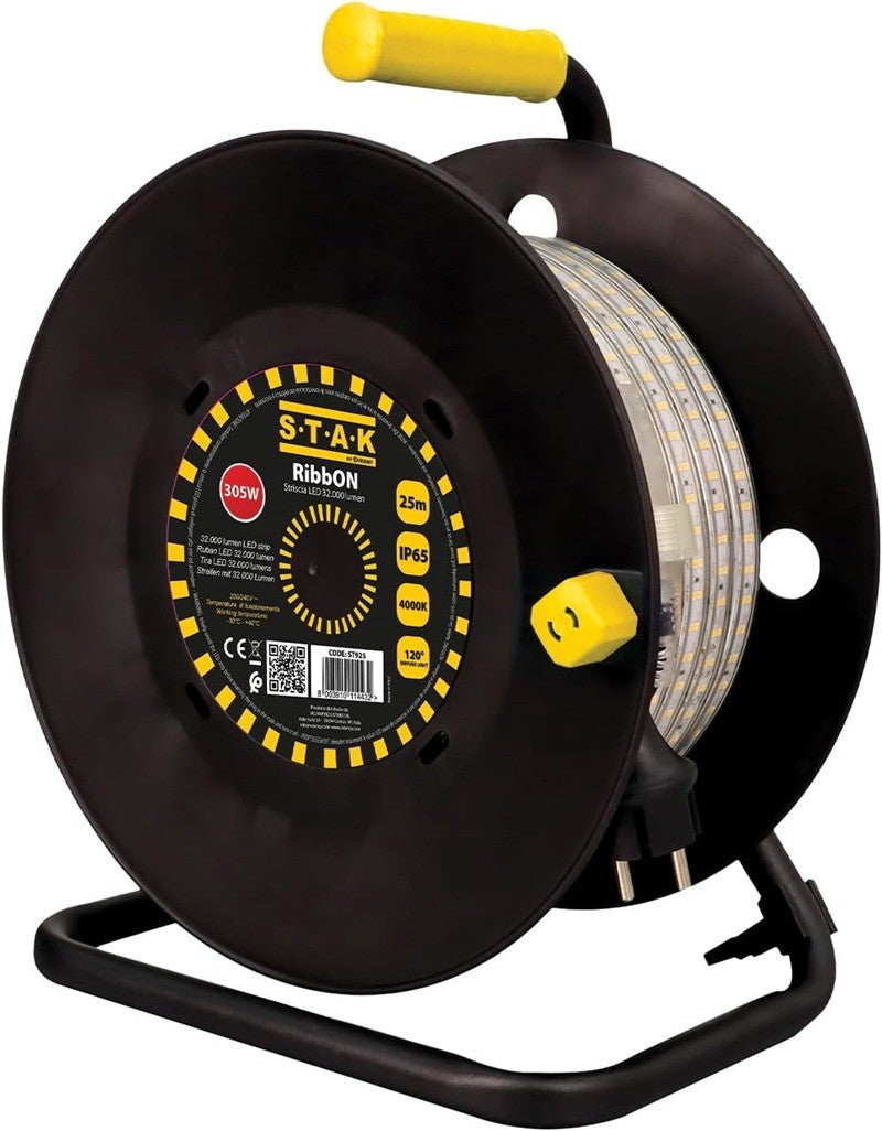 STAK RibbON Striscia LED Flex 25 Metri Luce Naturale 4000K  IP65 per Uso Professionale in Cantiere