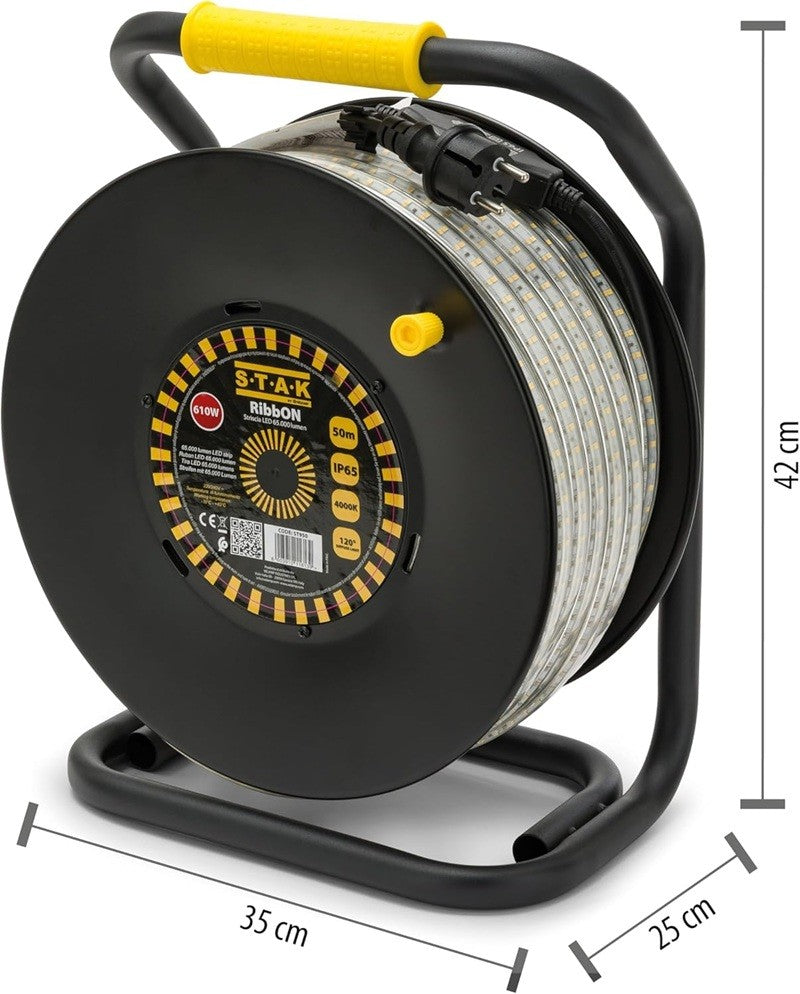 STAK RibbON Striscia LED Flex 50 Metri Luce Naturale 4000K  IP65 per Uso Professionale in Cantiere