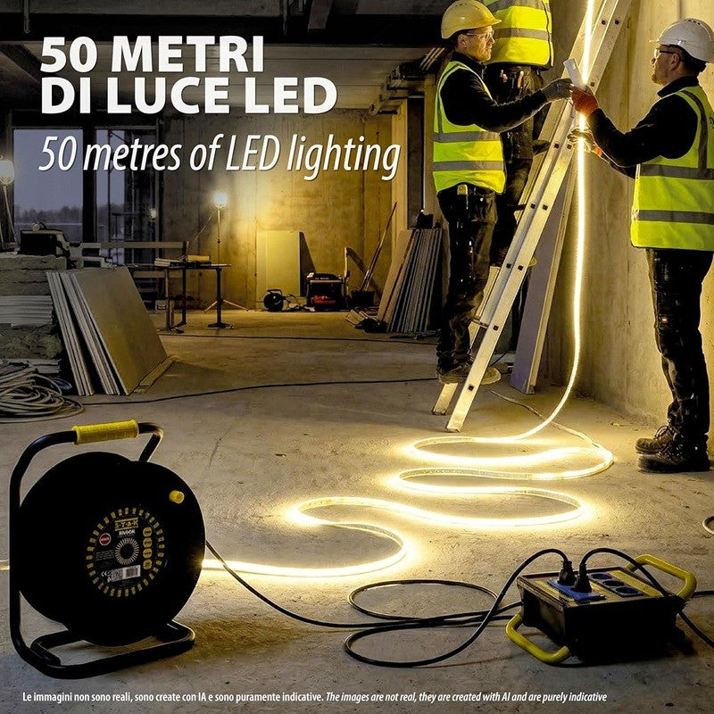 STAK RibbON Striscia LED Flex 50 Metri Luce Naturale 4000K  IP65 per Uso Professionale in Cantiere