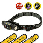Torcia Lampada Frontale STELIOS Ricaricabile 15W 1500LM Con Luce UV 365nm e Calamita