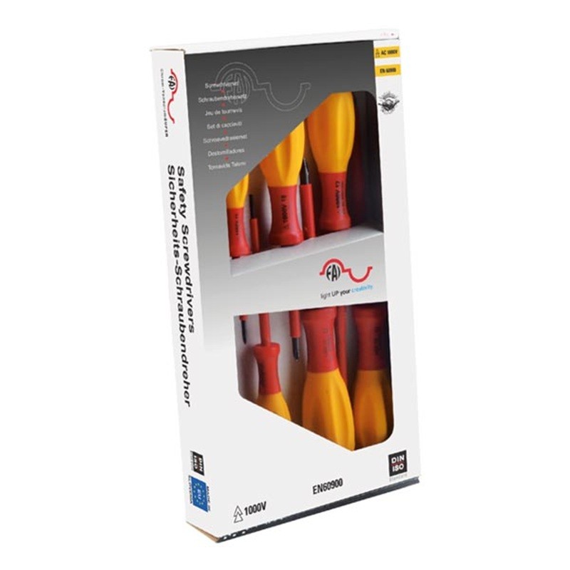 Kit 7 Pezzi Cacciaviti Isolati 3 Piatti + 3 a Croce + Tester Professionali