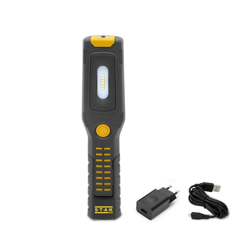Lampada da Lavoro ALAMO: Worklight + torcia ricaricabile LED con ganci e calamita.