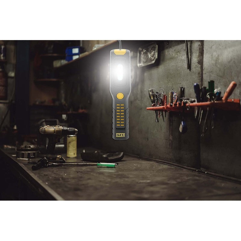 Lampada da Lavoro ALAMO: Worklight + torcia ricaricabile LED con ganci e calamita.
