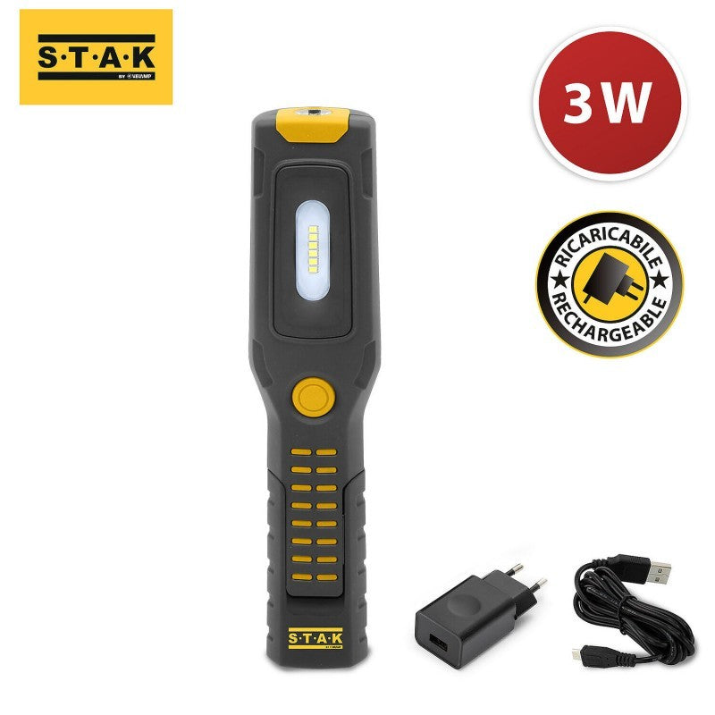 Lampada da Lavoro ALAMO: Worklight + torcia ricaricabile LED con ganci e calamita.