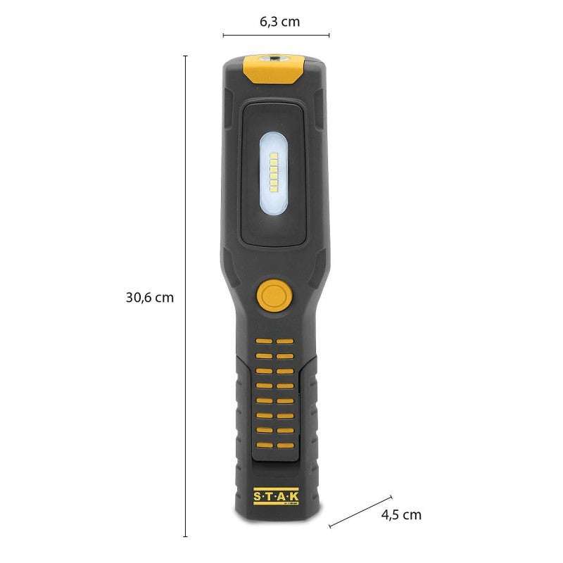 Lampada da Lavoro ALAMO: Worklight + torcia ricaricabile LED con ganci e calamita.