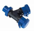 Moltiplicatore 2 Uscite Mobile IP67 1 spina 2P+T 16A 2 prese 2P+T 16A 230V - ROSI 1001652