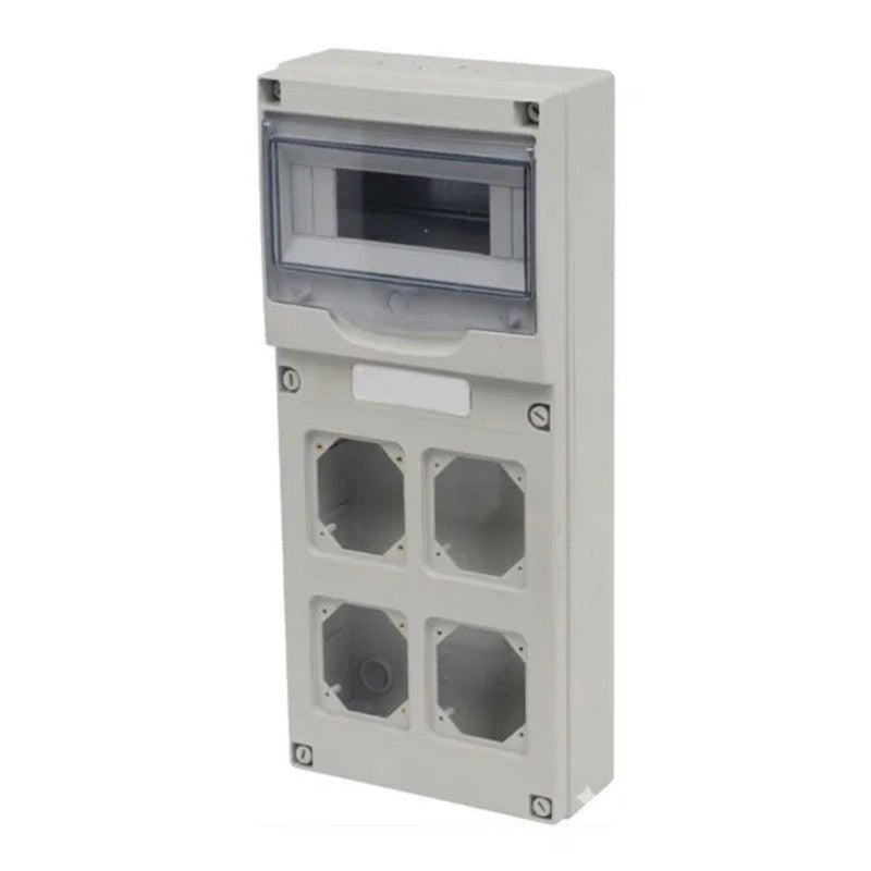 Quadro elettrico vuoto 8+2 moduli, 4 prese, IP65 - ROSI RS23810
