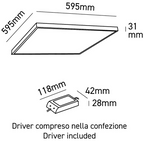 Kit 4 Pezzi Pannello LED a Soffitto Retroilluminato 60X60 cm 36W 4000K