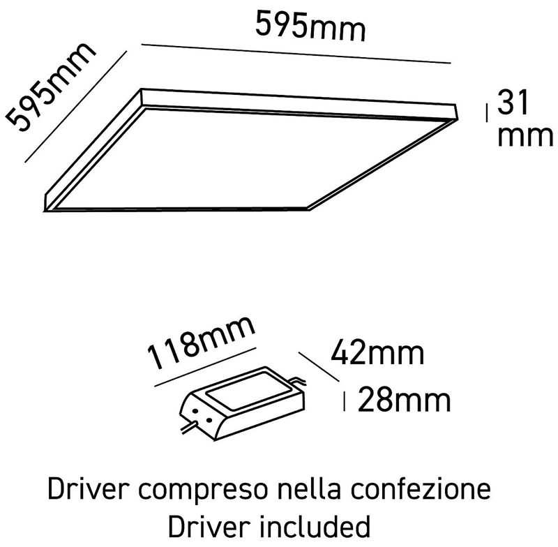 Kit 4 Pezzi Pannello LED a Soffitto Retroilluminato 60X60 cm 36W 4000K