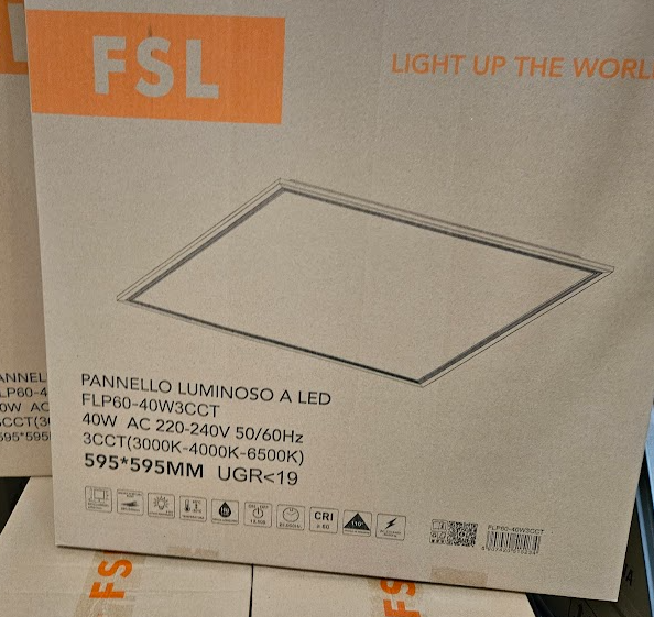 FSL Pannello LED a Soffitto Retroilluminato UGR19 60X60cm 40W CCT