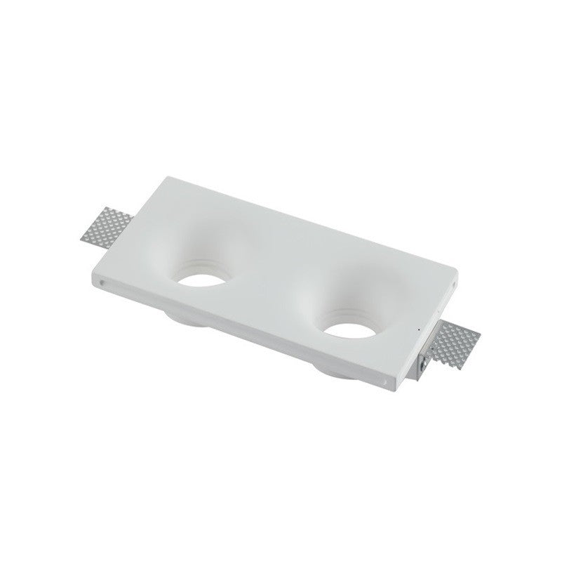 Portafaretto in Gesso Ceramico Stondato Conico Doppio da Incasso per GU10/MR16