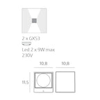Applique Moderno Top Light SPA GX53 LED IP54 Alluminio Vetro Biemissione