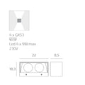 Applique Moderno Top Light SPA AG GX53 LED IP54 Alluminio Vetro Biemissione