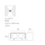 Applique Moderno Top Light SPA AG GX53 LED IP54 Alluminio Vetro Biemissione