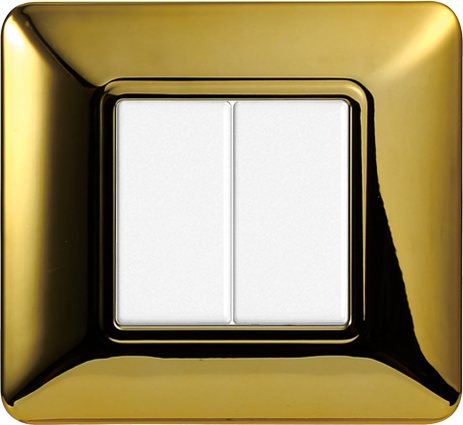 Placca in Plastica Oro Lucido Compatibile Bticino Matix - 2 Posti - Ettroit