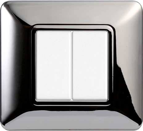 Placca in Plastica Cromato Lucido Compatibile Bticino Matix - 2 Posti - Ettroit