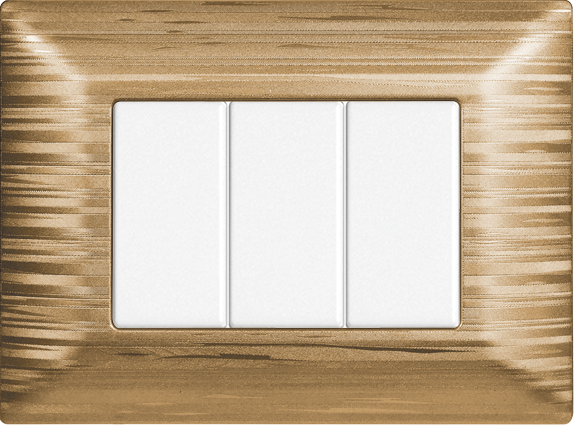 Placca in Plastica Satinata Oro Compatibile Bticino Matix - 3 Posti - Ettroit